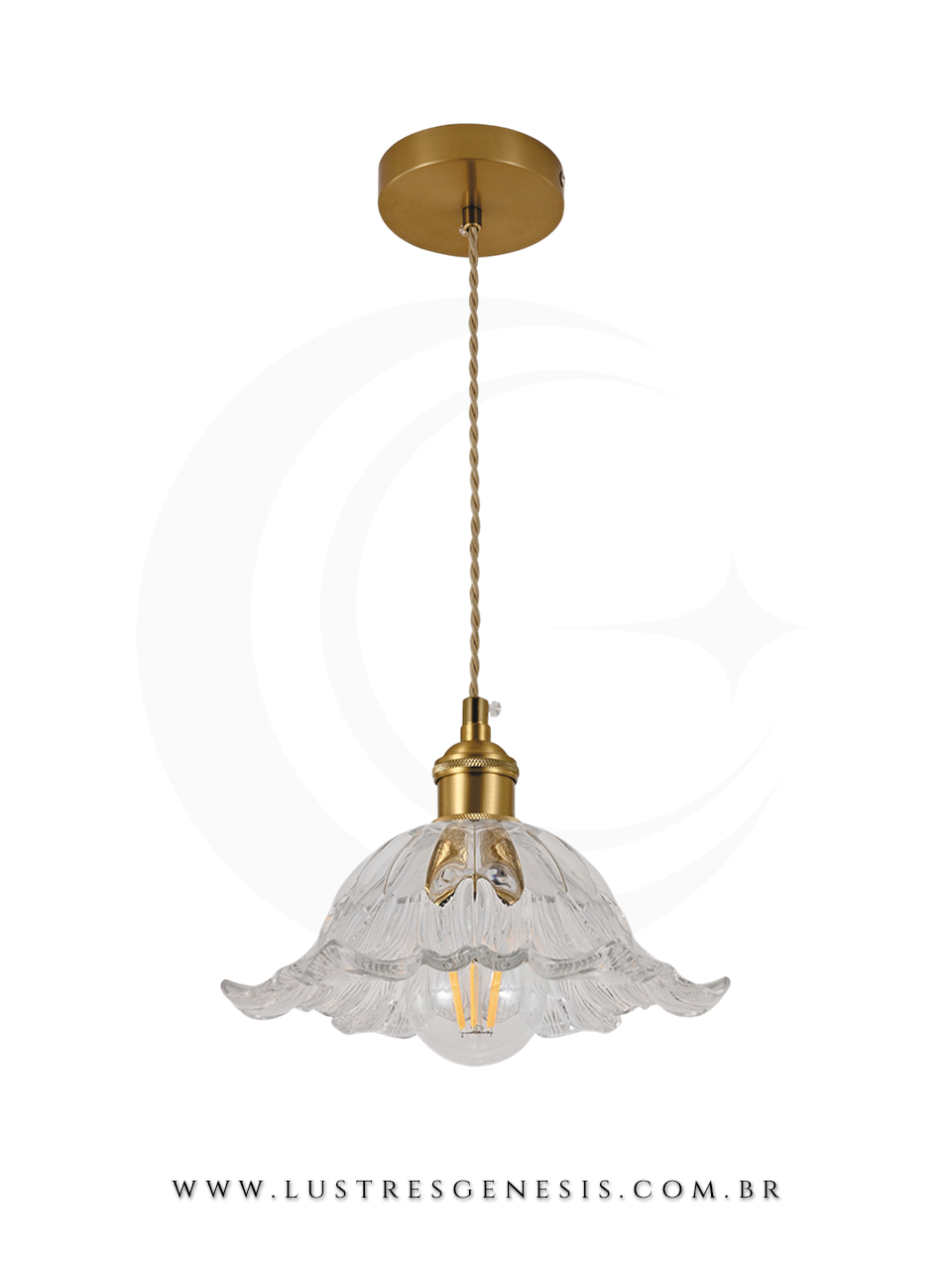 A Luminaria Pendente com acabamento em metal bronze e cupula de vidro transparente e ideal para renovar seu ambiente.